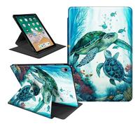 for iPad (A16) 11th Generation Case 11 Inch 2025/ iPad 10th Generation Case 10.9" 2022,360 Degree Rotating Stand Anti Slip PU Leather Smart Cover for iPad 10 Gen-Turtle Fish in The Sea