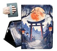 for iPad (A16) 11th Generation Case 11 Inch 2025, iPad 10th Generation Case 10.9 Inch 2022, Hand Straps and Auto Wake/Sleep Leather Slim Multiple Angles Stand Smart Cover,Moon and Mountain