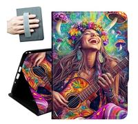 for iPad (A16) 11th Generation Case 11 Inch 2025, iPad 10th Generation Case 10.9 Inch 2022, Hand Straps and Auto Wake/Sleep Leather Slim Multiple Angles Stand Smart Cover,Mushrooms and Girl