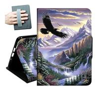 for iPad (A16) 11th Generation Case 11 Inch 2025, iPad 10th Generation Case 10.9 Inch 2022, Hand Straps and Auto Wake/Sleep Leather Slim Multiple Angles Stand Smart Cover,Eagles in The Sky