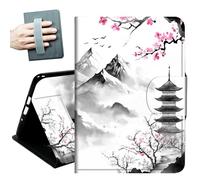 for iPad (A16) 11th Generation Case 11 Inch 2025, iPad 10th Generation Case 10.9 Inch 2022, Hand Straps and Auto Wake/Sleep Leather Slim Multiple Angles Stand Smart Cover,Cherry Mountain