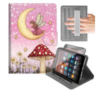 for iPad A16 11th Generation Case 2025 11" & iPad 10th Gen 10.9" 2022, 360° Rotating Vertical Stand, Hand Strap Shockproof Protective Cover, Auto Wake/Sleep,Mushroom Moon Pink