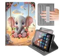 for iPad A16 11th Generation Case 2025 11" & iPad 10th Gen 10.9" 2022, 360° Rotating Vertical Stand, Hand Strap Shockproof Protective Cover, Auto Wake/Sleep,Cute Elephant