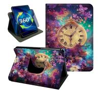 for iPad A16 11th/iPad 10th 2022 Clock Flowers Stand Cover