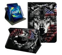 for iPad A16 11th/iPad 10th 2022 Wolf American Flag Stand Cover