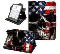for iPad Air 11" Case 2024 2025 (M2), iPad Air 5th/4th Gen 10.9 2022, 360° Rotating PU Leather Shockproof Stand Cover with Hand Strap & Magnetic Closure,Auto Wake/Sleep,Skull Flag
