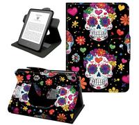 for iPad Air 11" Case 2024 2025 (M2), iPad Air 5th/4th Gen 10.9 2022, 360° Rotating PU Leather Shockproof Stand Cover with Hand Strap & Magnetic Closure,Auto Wake/Sleep,Sugar Skull