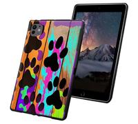 for iPad Air 11 inch Case 6th Generation M2 for iPad Pro 11 inch Case 2024 5th Generation M4 Slim Lightweight Soft TPU Non-Slip Shock Proof Protective Black Tablet Cover - Dog Paw Prints on Wood