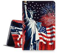 for iPad Air 11 Inch Case 7th/6th Generation (M3/M2) 2025/2024, for iPad Air 5th/4th Generation Case 10.9 Inch 2022/2020,Hybrid Slim Multi-Angles Stand Smart Cover-Statue of Liberty & USA Flag