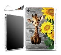 for iPad Air 11 inch Case M2(2024) iPad Air 6th/5th/4th Gen (2022/2020) Case with Pencil Holder, Soft Lightweight Military-Grade Corners Shockproof Clear Case, The Giraffe Sunflower