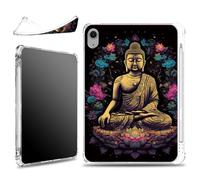 for iPad Air 11 inch Case M2(2024) iPad Air 6th/5th/4th Gen (2022/2020) Case with Pencil Holder, Soft Lightweight Military-Grade Corners Shockproof Clear Case, Buddha Flowers