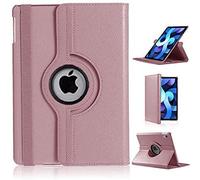 For iPad Air 11 (M3 2025/M2 2024) Case Air 10.9 (5th 2022/4th 2020) [360 Rotating Stand] [Auto Sleep/Wake] PU Leather Smart Folio Protective Tablet Cover (ROSE GOLD)