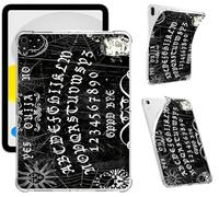 for iPad Air 11" M3 (2025) / M2 (2024), iPad Air 5th (2022) / 4th Generation (2020) 10.9 Inch Clear Case with Pencil Holder, Slim Shockproof Transparent Soft TPU Protective Cover, Black Ouija Board