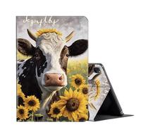 for iPad Air 13 Inch Case 2025 M3/2024 M2 & iPad Pro 12.9" Case 6th/5th/4th Gen (2022/2021/2020),Slim Shockproof Shell PU Leather Stand Cover w/Auto Sleep Wake-A Cow in The Sunflowers Field
