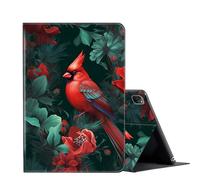 for iPad Air 13 Inch Case 2025 M3/2024 M2 & iPad Pro 12.9" Case 6th/5th/4th Gen (2022/2021/2020),Slim Shockproof Shell PU Leather Stand Cover w/Auto Sleep Wake-Cardinal Red Bird on Tree