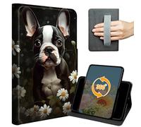 for iPad Air 13 Inch Case (2026/2025/2024) M4/M3/M2 & iPad Pro 12.9 inch 6th/5th/4th/3rd 2022/2021/2020/2018 Slim PU Leather 360° Rotating Cover with Hand Strap Auto Wake/Sleep, Boston Terrier Dog