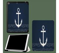for iPad Air 13 inch Case M2 2024, iPad Air 13 Case with Soft Back Cover, Slim Smart Trifold Stand Protective Cover White Anchor Wave