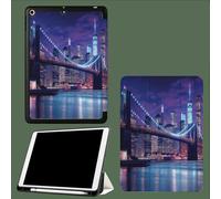 for iPad Air 13 Inch Case M2 2024, Ultra Slim Trifold Stand Case with Built-in Pencil Holder Shell Cover, Auto Wake/Sleep City Architecture Bridge