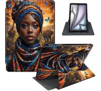 for iPad Air 13 Inch Case M3 2025/ M2 2024, iPad Pro 12.9" 6th/5th Generation, 360° Rotating PU Leather Stand Cover with Auto Sleep/Wake, Woman with Turban