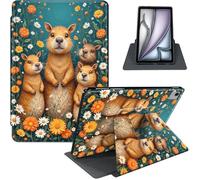for iPad Air 13 Inch Case M3 2025/ M2 2024, iPad Pro 12.9" 6th/5th Generation, 360° Rotating PU Leather Stand Cover with Auto Sleep/Wake, Guinea Pig Flowers