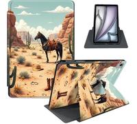 for iPad Air 13 Inch Case M3 2025/ M2 2024, iPad Pro 12.9" 6th/5th Generation, 360° Rotating PU Leather Stand Cover with Auto Sleep/Wake, Desert Rider