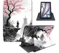 for iPad Air 13 Inch Case M3 2025/ M2 2024, iPad Pro 12.9" 6th/5th Generation, 360° Rotating PU Leather Stand Cover with Auto Sleep/Wake, Cherry Blossom Pagoda