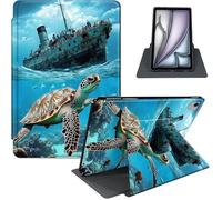 for iPad Air 13 Inch Case M3 2025/ M2 2024, iPad Pro 12.9" 6th/5th Generation, 360° Rotating PU Leather Stand Cover with Auto Sleep/Wake, Majestic Sea Turtle