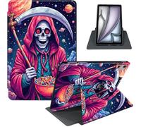 for iPad Air 13 Inch Case M3 2025/ M2 2024, iPad Pro 12.9" 6th/5th Generation, 360° Rotating PU Leather Stand Cover with Auto Sleep/Wake, Skeleton Grim Reaper