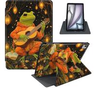 for iPad Air 13 Inch Case M3 2025/ M2 2024, iPad Pro 12.9" 6th/5th Generation, 360° Rotating PU Leather Stand Cover with Auto Sleep/Wake, Frog Playing Guitar Cartoon