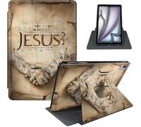 for iPad Air 13 Inch Case M3 2025/ M2 2024, iPad Pro 12.9" 6th/5th Generation, 360° Rotating PU Leather Stand Cover with Auto Sleep/Wake, Hand with Jesus Message