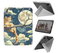for iPad Air 13 Inch Case (M3 2025/M2 2024), iPad Pro 12.9 Case (6th/5th Gen 2022/2021/2020),Slim Shockproof Clear with Pencil Holder Folding Y Shape Stand Cover,Brown and Moon