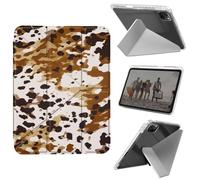 for iPad Air 13 Inch Case (M3 2025/M2 2024), iPad Pro 12.9 Case (6th/5th Gen 2022/2021/2020),Slim Shockproof Clear with Pencil Holder Folding Y Shape Stand Cover,Brown Cow Pattern