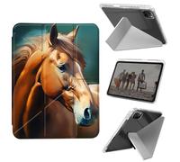 for iPad Air 13 Inch Case (M3 2025/M2 2024), iPad Pro 12.9 Case (6th/5th Gen 2022/2021/2020),Slim Shockproof Clear with Pencil Holder Folding Y Shape Stand Cover,Brown Horse