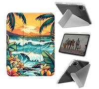 for iPad Air 13 Inch Case (M3 2025/M2 2024), iPad Pro 12.9 Case (6th/5th Gen 2022/2021/2020),Slim Shockproof Clear with Pencil Holder Folding Y Shape Stand Cover,Brown Tree Sea