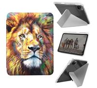 for iPad Air 13 Inch Case (M3 2025/M2 2024), iPad Pro 12.9 Case (6th/5th Gen 2022/2021/2020),Slim Shockproof Clear with Pencil Holder Folding Y Shape Stand Cover,Brown Lion