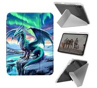 for iPad Air 13 Inch Case (M3 2025/M2 2024), iPad Pro 12.9 Case (6th/5th Gen 2022/2021/2020),Slim Shockproof Clear with Pencil Holder Folding Y Shape Stand Cover,Arctic Dragon