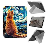 for iPad Air 13 Inch Case (M3 2025/M2 2024), iPad Pro 12.9 Case (6th/5th Gen 2022/2021/2020),Slim Shockproof Clear with Pencil Holder Folding Y Shape Stand Cover,Cute Brown Cat