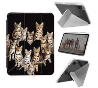 for iPad Air 13 Inch Case (M3 2025/M2 2024), iPad Pro 12.9 Case (6th/5th Gen 2022/2021/2020),Slim Shockproof Clear with Pencil Holder Folding Y Shape Stand Cover,Cute Brown Cat
