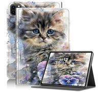for iPad Air 13 Inch (M2) 6th Gen 2024 & iPad Pro 12.9 Leather Case, Smart for iPad Air 13 Cover with Auto Wake/Sleep & Adjustable Viewing Angles, for iPad Pro 12.9 6th/5th/4th, Cute Persian Cat