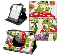 for iPad Air 5th/4th Gen 10.9" 2022/2020, iPad Pro 11 Case 2022/2021/2020, 360 Rotating PU Leather Shockproof Stand Cover with Hand Strap, Auto Wake/Sleep,Cute Frogs On Mushrooms