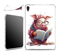 for iPad Air 5th/ Air 4th Gen (2022/2020) Case, Slim Silicone Lightweight Clear Military-Grade Corners Shock Absorbent Case Soft TPU Cover, Cute Pig Reading