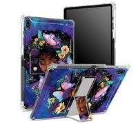 for iPad Air 5th Generation 2022 / iPad Air 4th 2020, 10.9" Case with Pencil Holder, Transparent Back with Pretty Girl Galaxy, Corner Protection Shockproof Cover with Hard Kickstand