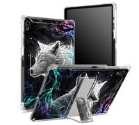 for iPad Air 5th Generation 2022 / iPad Air 4th 2020, 10.9" Case with Pencil Holder, Transparent Back with Magic White Wolf, Corner Protection Shockproof Cover with Hard Kickstand