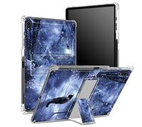 for iPad Air 5th Generation 2022 / iPad Air 4th 2020, 10.9" Case with Pencil Holder, Transparent Back with Black Cat in Snow, Corner Protection Shockproof Cover with Hard Kickstand