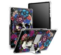 for iPad Air 5th Generation 2022 / iPad Air 4th 2020, 10.9" Case with Pencil Holder, Transparent Back with Sugar Skull Flower, Corner Protection Shockproof Cover with Hard Kickstand