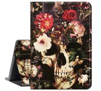 for iPad Air 5th Generation Case for iPad Air 4th Generation Case for iPad Pro 11 inch Case 4th/3rd/2nd Gen,Slim Lightweight Smart Shell Stand Cover with Auto Wake/Sleep,Skull in The Flowers
