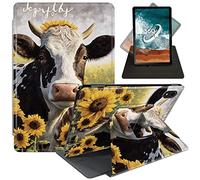 for iPad Air 5th Generation Case/iPad Air 4th Generation Case (2022/2021) ipad Air 10.9 Cases,360 Degree Rotating Swivel Stand Smart Cover for iPad Air 5/4 Gen-A Cow in The Sunflowers Field