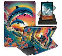 for iPad Air 5th Generation Case/iPad Air 4th Generation Case (2022/2021) ipad Air 10.9 Cases,360 Degree Rotating Swivel Stand Smart Cover for iPad Air 5/4 Gen-Dolphins Jump in The Sunset