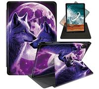 for iPad Air 5th Generation Case/iPad Air 4th Generation Case (2022/2021) ipad Air 10.9 Cases,360 Degree Rotating Swivel Stand Smart Cover for iPad Air 5/4 Gen-Purple Wolves Love Under Moon