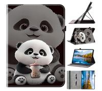 for iPad mini 4 Wallet Flip Folio Case, for iPad mini 4 Card Holder RFID Wallet, Art Designed Flip Cover Case Panda Milk Tea Design Painting Full Body Protection